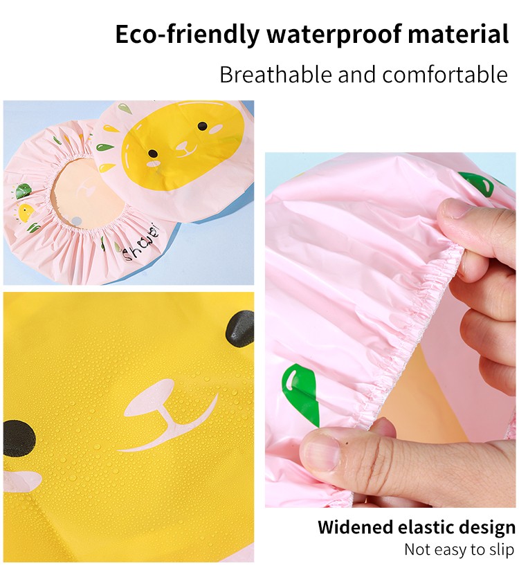 LMLTOP Wholesale Female Hair Shower Cap Cute Elastic Band Water Proof Bath Cap Woman Waterproof Reusable EVA Bathing Cap C0857