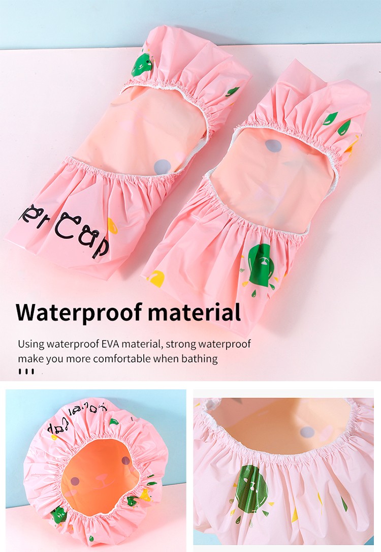 LMLTOP Wholesale Female Hair Shower Cap Cute Elastic Band Water Proof Bath Cap Woman Waterproof Reusable EVA Bathing Cap C0857