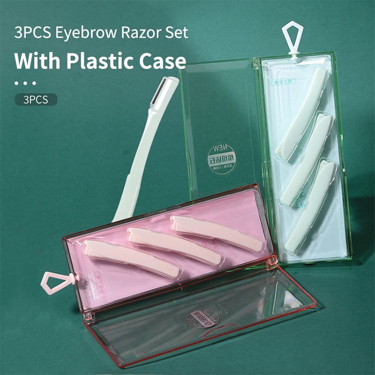 LMLTOP Luxury Gift Set 3pcs Eyebrow Razor And Facial Razor Foldable Eyebrow Hair Trimmer Fine Mesh Net Blade Edge SY340