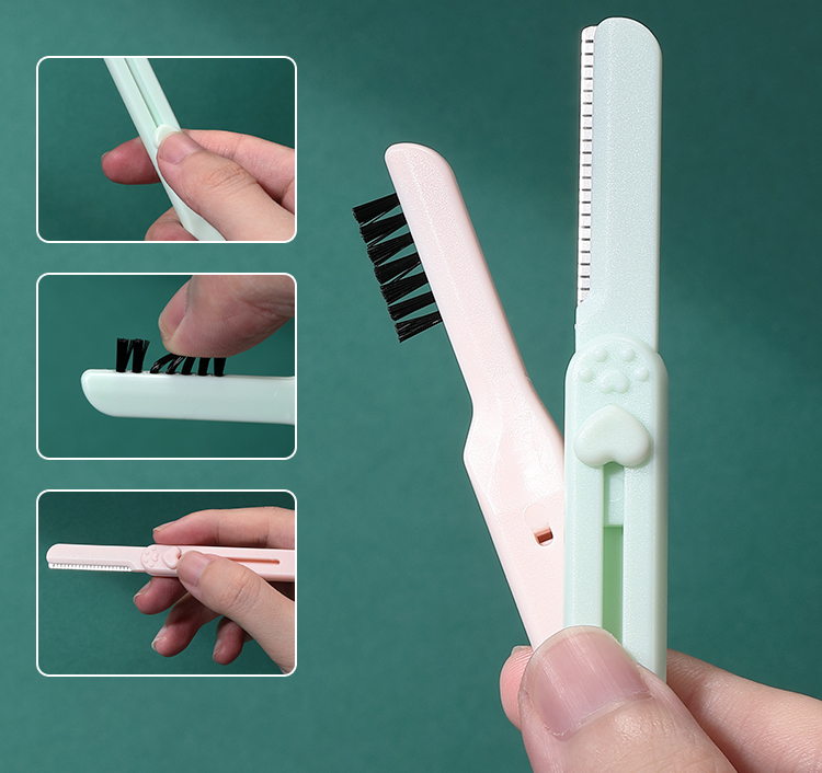 LMLTOP 2pcs 2In1 Eyebrow Trimmer Facial Hair Remover For Women Eyebrow Razor Set With Comb With Plastic Case SY343