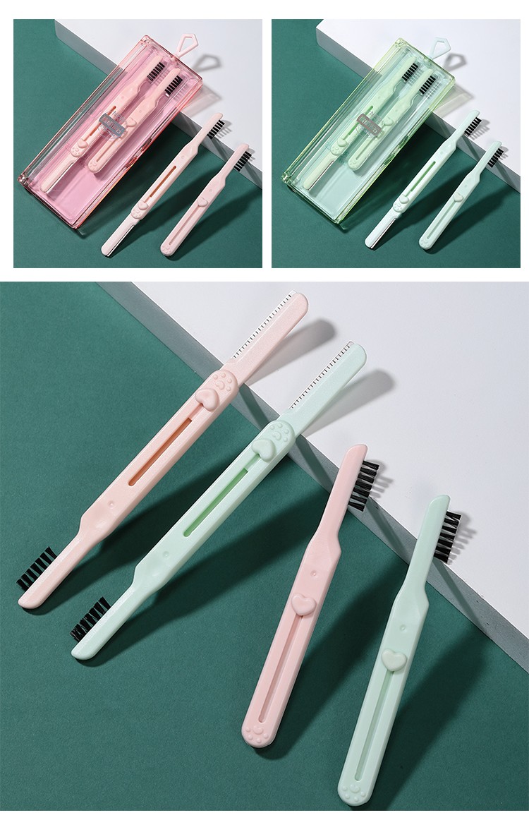 LMLTOP 2pcs 2In1 Eyebrow Trimmer Facial Hair Remover For Women Eyebrow Razor Set With Comb With Plastic Case SY343