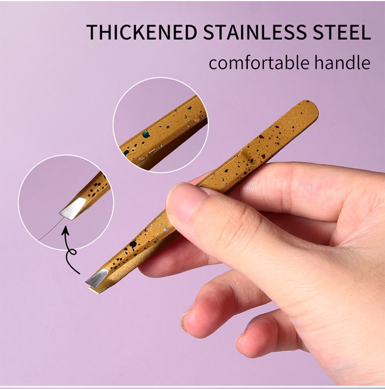 Lameila wholesale gold eyebrow extensions lash tweezer slanted custom stainless steel volume eyebrow tweezers A0173