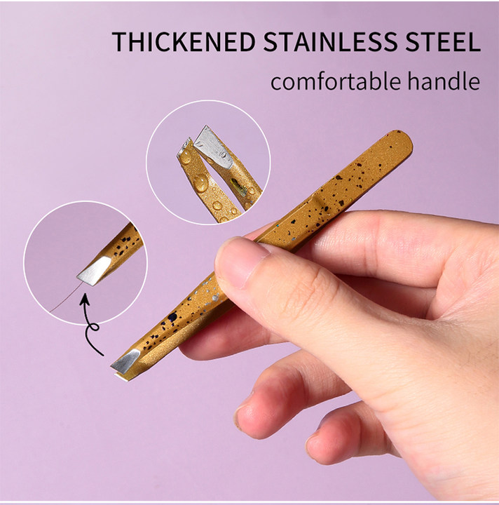 Lameila wholesale gold eyebrow extensions lash tweezer slanted custom stainless steel volume eyebrow tweezers A0173