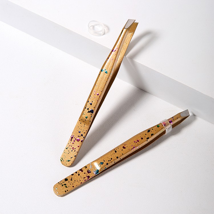 Lameila wholesale gold eyebrow extensions lash tweezer slanted custom stainless steel volume eyebrow tweezers A0173