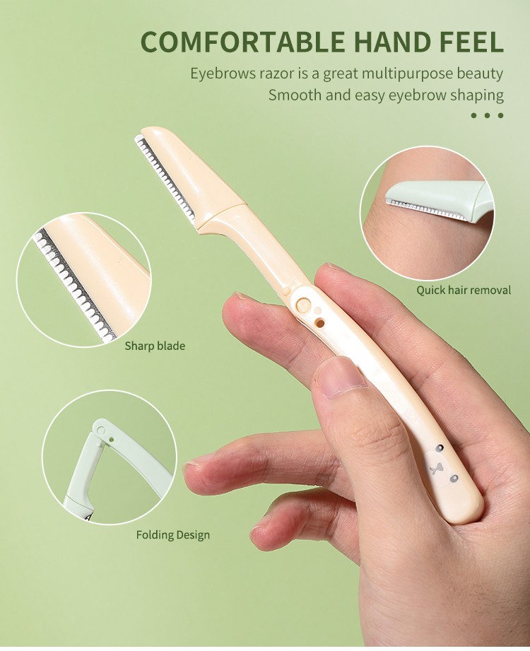 LMLTOP Portable Safety Eyebrow Razor And Facial Razor Foldable Eyebrow Hair Trimmer Wide Netting Blade Edge SY308