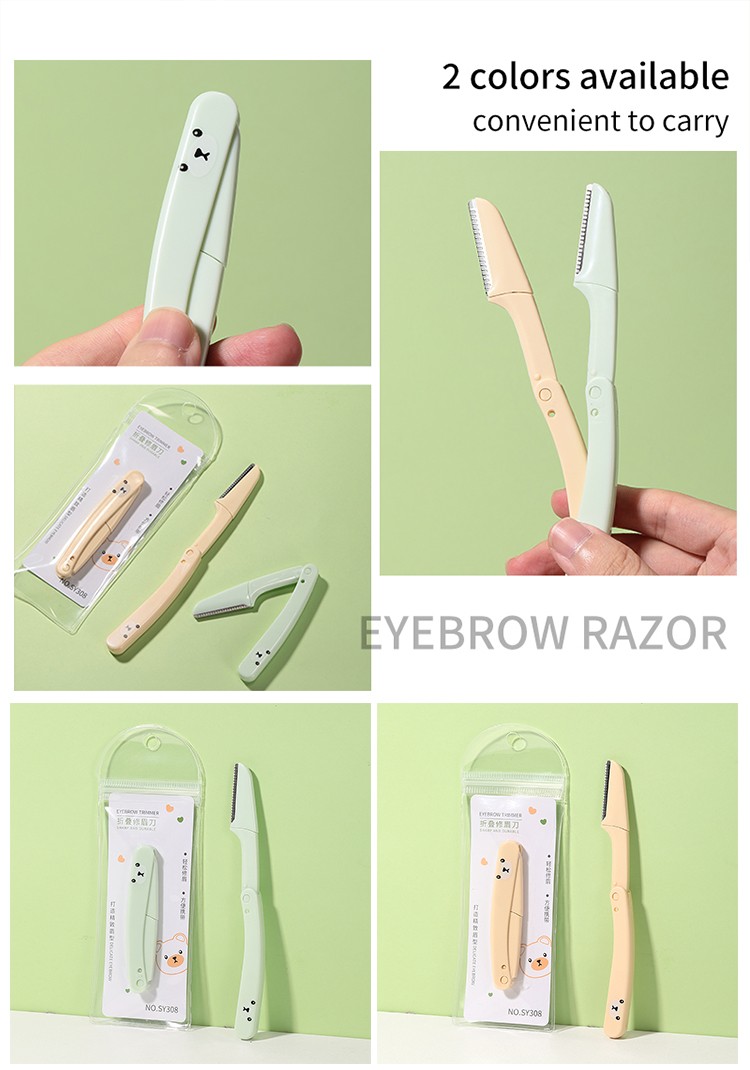 LMLTOP Portable Safety Eyebrow Razor And Facial Razor Foldable Eyebrow Hair Trimmer Wide Netting Blade Edge SY308