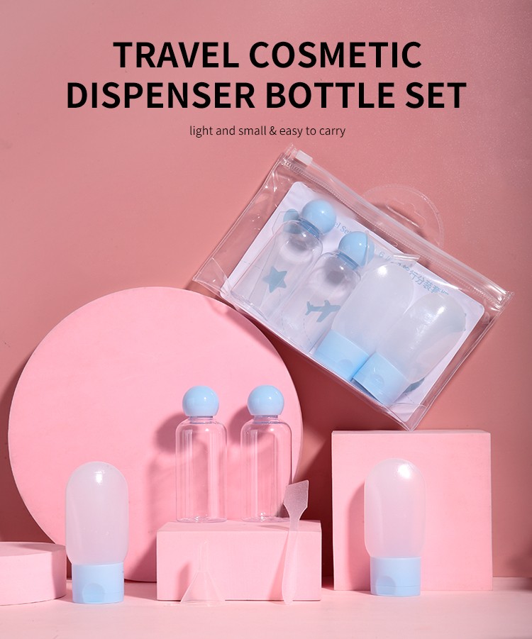 LMLTOP 6IN1 PET Empty Bottles Travel Set 6pcs Shampoo Empty Plastic Bottles With Funnel Squeeze Bottle With Flip Top Cap SY723