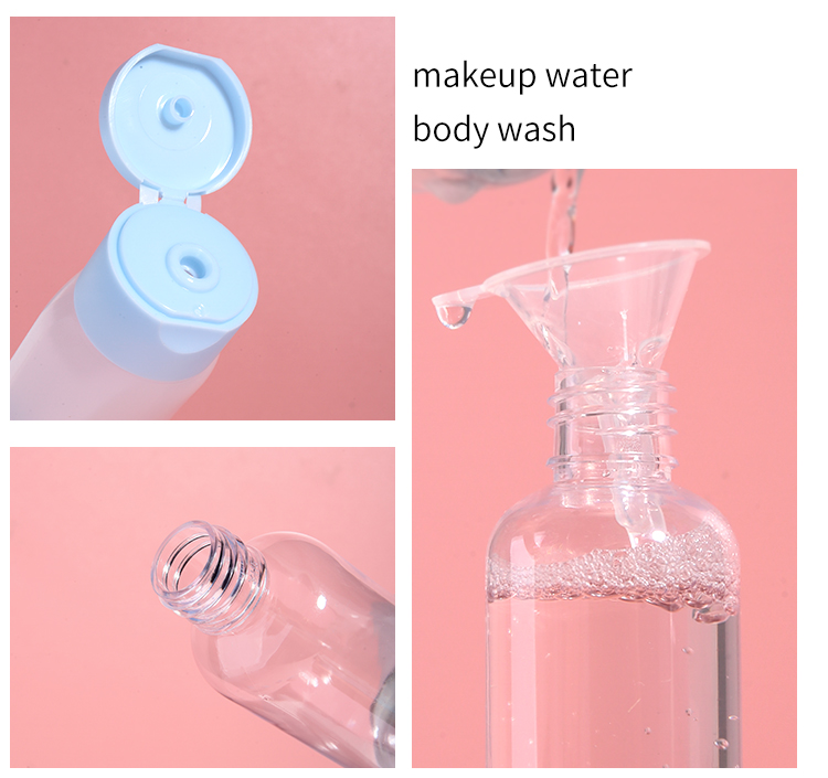 LMLTOP 6IN1 PET Empty Bottles Travel Set 6pcs Shampoo Empty Plastic Bottles With Funnel Squeeze Bottle With Flip Top Cap SY723