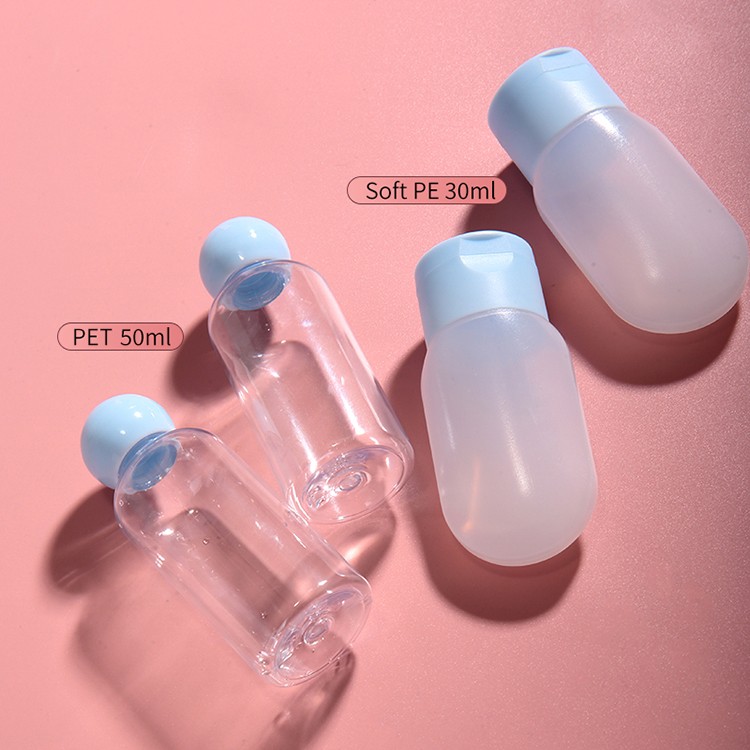 LMLTOP 6IN1 PET Empty Bottles Travel Set 6pcs Shampoo Empty Plastic Bottles With Funnel Squeeze Bottle With Flip Top Cap SY723