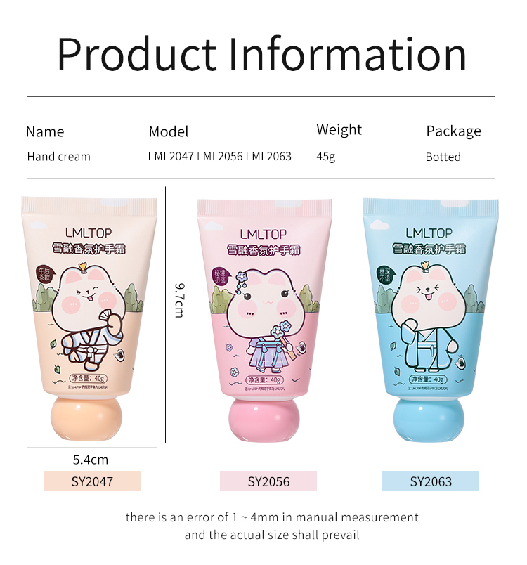 LMLTOP Display Fragrance Hand Cream 40g Private Label Hand Cream Soothing Moisturizing Whitening Hand Cream