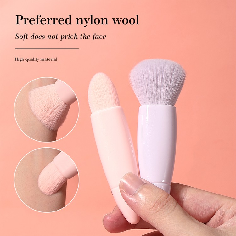 LMLTOP 2pcs Wholesale Pink Orange Travel Makeup Brush Set Custom Logo Single Acrylic Fluffy Loose Powder Brush SY611