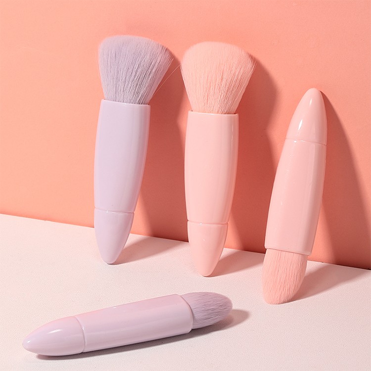 LMLTOP 2pcs Wholesale Pink Orange Travel Makeup Brush Set Custom Logo Single Acrylic Fluffy Loose Powder Brush SY611