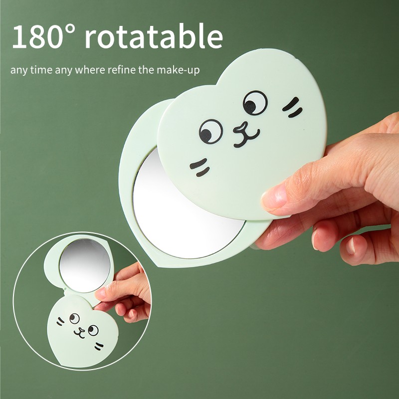 LMLTOP Heart-shaped Mini Handheld Small Pocket Makeup Rotating Mirror Private Label Travel Rotating Mirror SY742