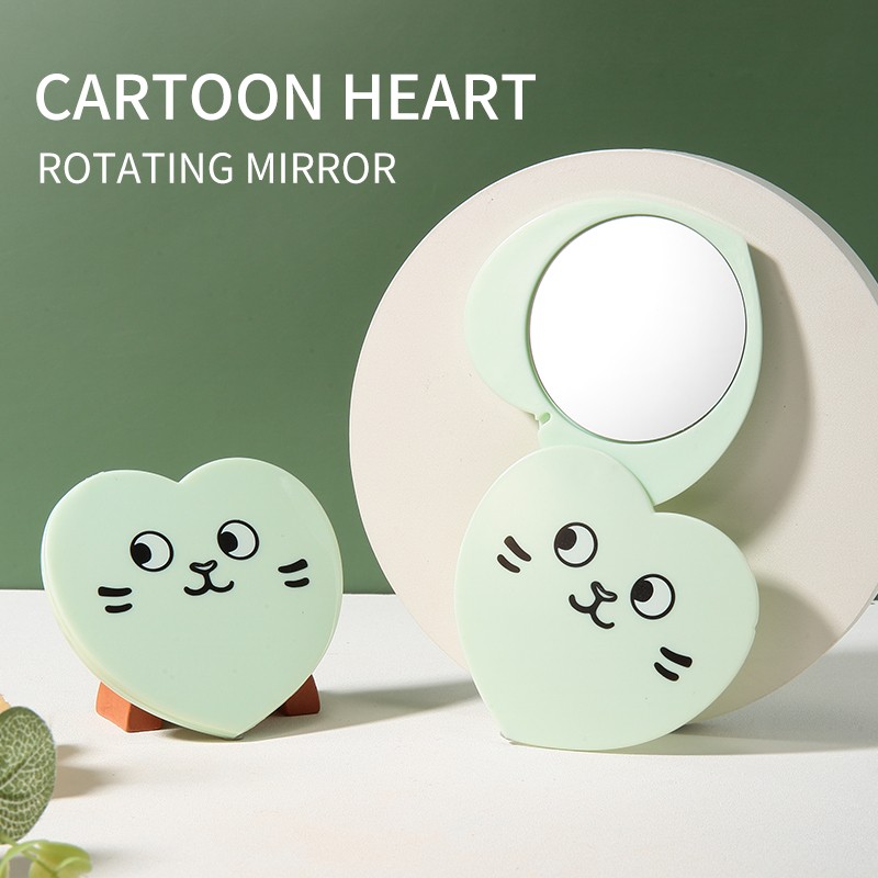 LMLTOP Heart-shaped Mini Handheld Small Pocket Makeup Rotating Mirror Private Label Travel Rotating Mirror SY742