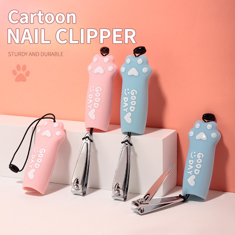 Wholesale oem custom logo cartoon sharp cut stainless steel straight finger nail clipper toe nail cutting tools with sling SY544