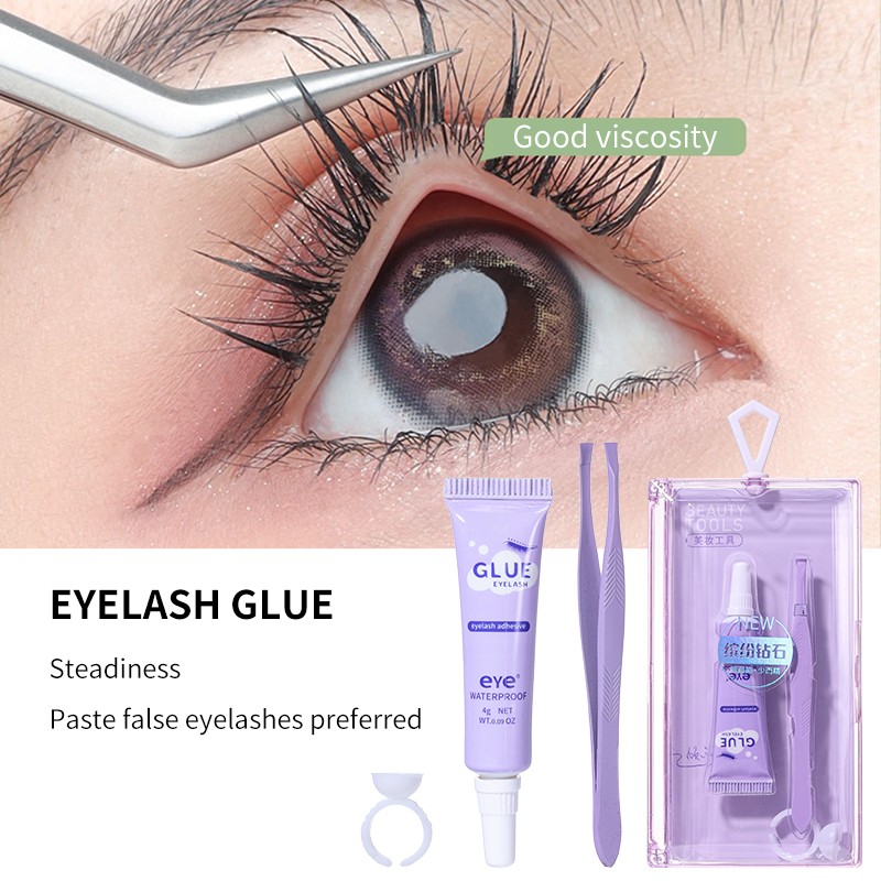 LMLTOP 3pcs/Box Eye Makeup Tool Dry Fast Bond And Seal Eyelash Glue With Tweezer Clear Lash Glue Primer With Glue Ring SY550