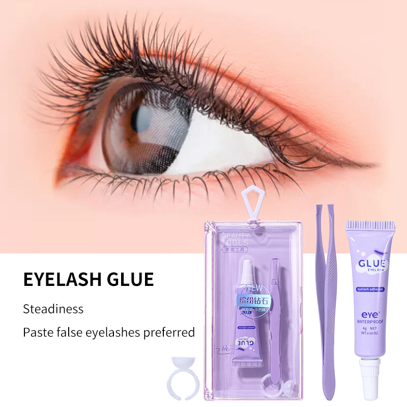LMLTOP 3pcs/Box Eye Makeup Tool Dry Fast Bond And Seal Eyelash Glue With Tweezer Clear Lash Glue Primer With Glue Ring SY550