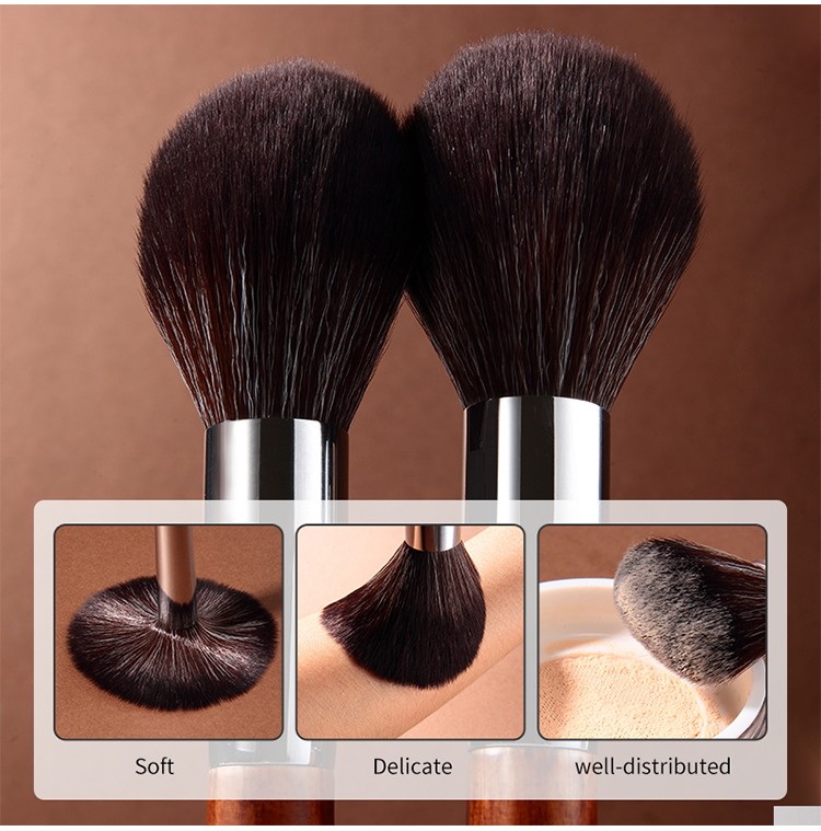 High Quality red wooden Loose Blush Powder Brush Vegan low animal hair Soft Makeup Brush synthetic Hair Make Up Brush Wholesale