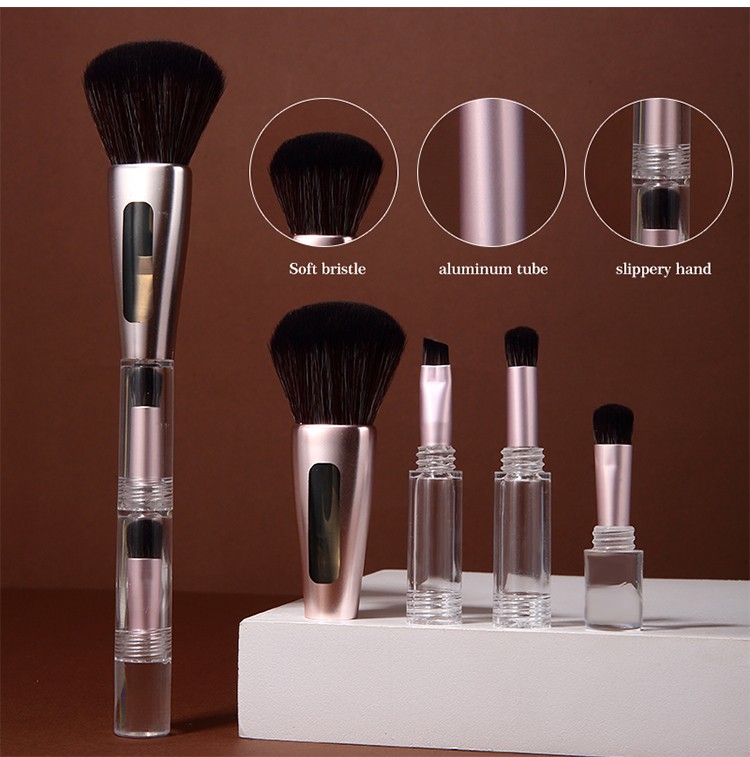 High Quality red wooden Loose Blush Powder Brush Vegan low animal hair Soft Makeup Brush synthetic Hair Make Up Brush Wholesale