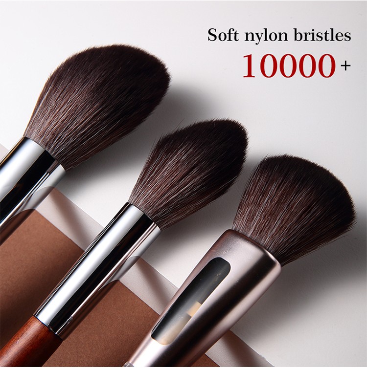 High Quality red wooden Loose Blush Powder Brush Vegan low animal hair Soft Makeup Brush synthetic Hair Make Up Brush Wholesale