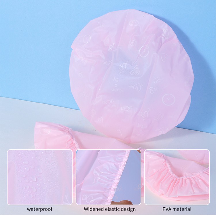 Lameila Factory Whowlesale Waterproof Bathing Shower Cap Reusable Bathroom Products EVA Pink Shower Bath Cap For Woman C0845