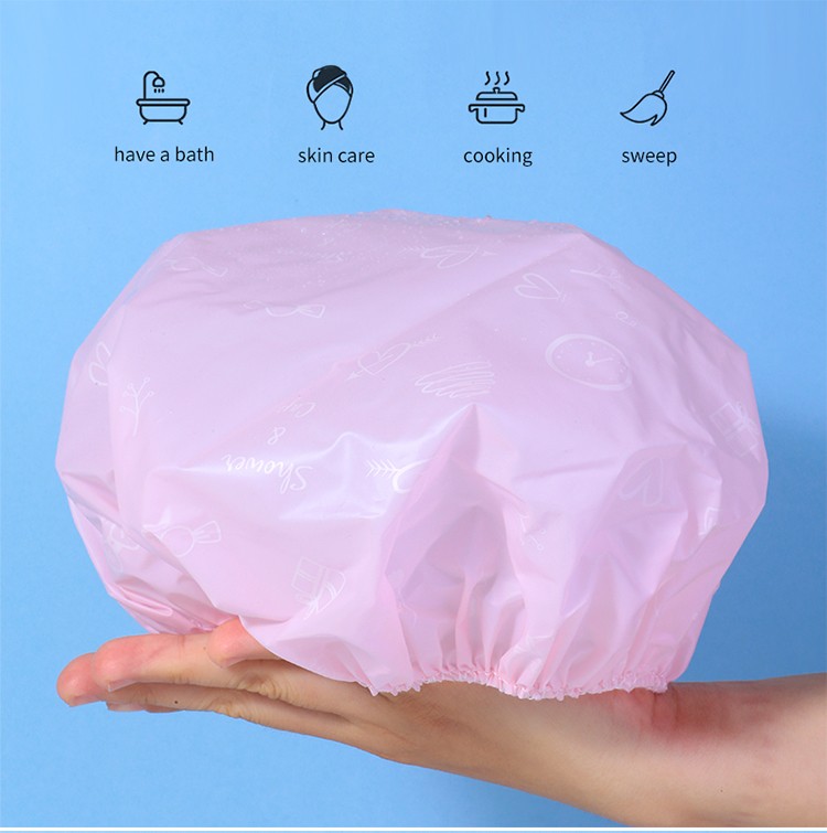 Lameila Factory Whowlesale Waterproof Bathing Shower Cap Reusable Bathroom Products EVA Pink Shower Bath Cap For Woman C0845