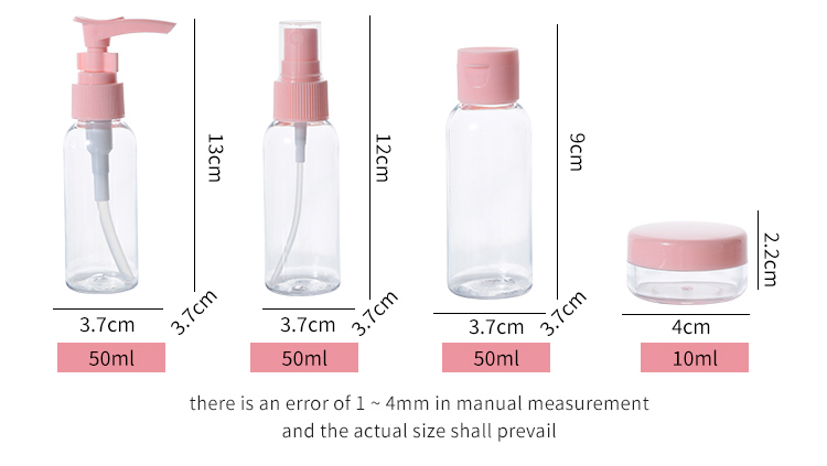 Guangzhou Manufacturer 10ml 50ml Plastic Travel Empty Bottles Packaging Container Cosmetic Jar Shampoo Plastic Pump Bottle Set SY1064