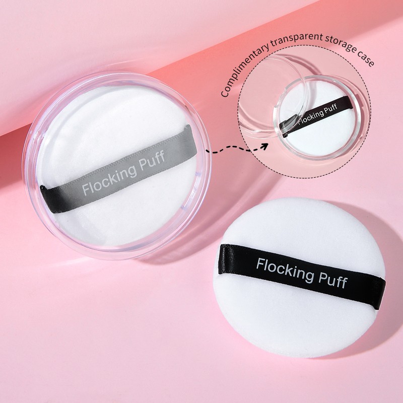 Soft velvet loose powder puff velour cotton flocking cosmetic puff with clear package A797