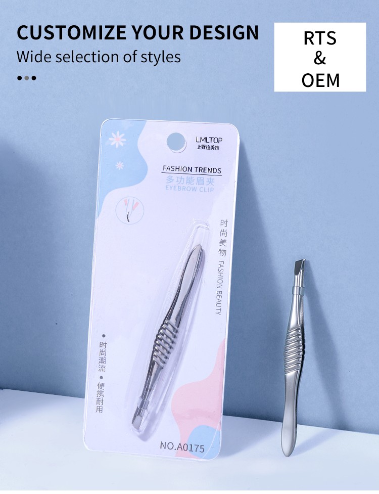 Lameila private label stainless steel eye brow clip point head anti slip eyebrow tweezer A0175