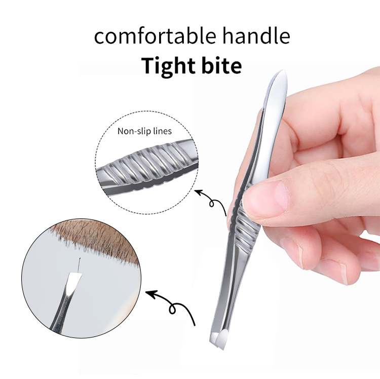 Lameila private label stainless steel eye brow clip point head anti slip eyebrow tweezer A0175