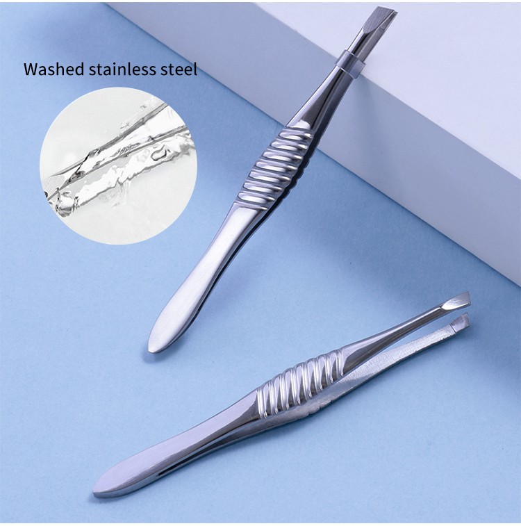 Lameila private label stainless steel eye brow clip point head anti slip eyebrow tweezer A0175