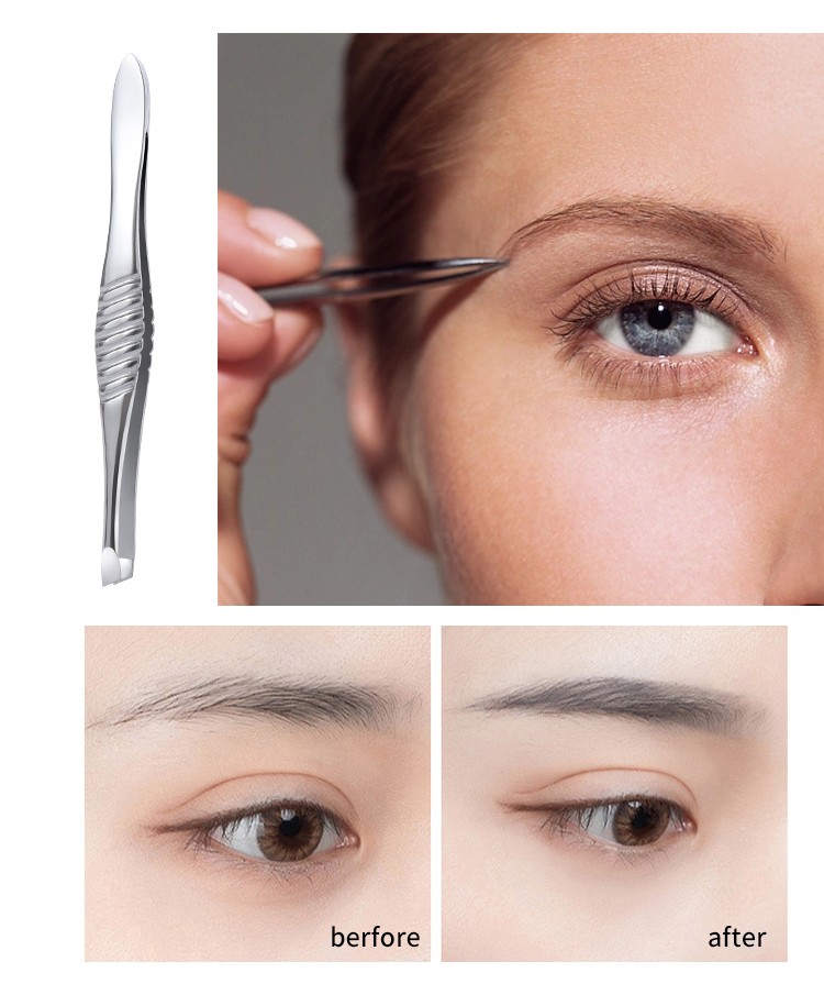 Lameila private label stainless steel eye brow clip point head anti slip eyebrow tweezer A0175