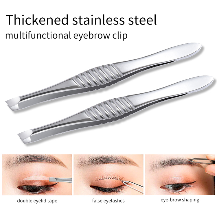 Lameila private label stainless steel eye brow clip point head anti slip eyebrow tweezer A0175