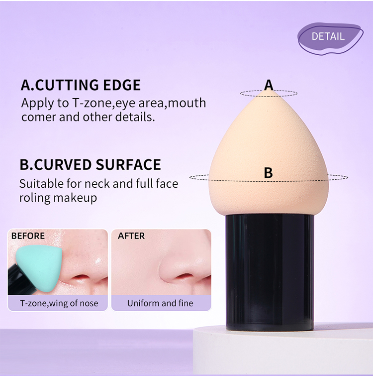 Hot selling 1pc holder and 1pc beauty makeup sponge blender with short handle A80013