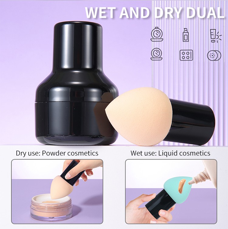 Hot selling 1pc holder and 1pc beauty makeup sponge blender with short handle A80013