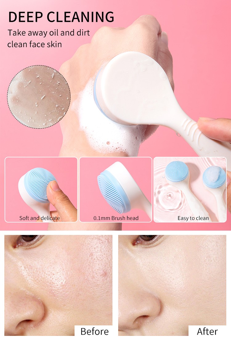 Lameila super soft silicon face cleanser massager brush single manual silicone cleansing facial brush C0362