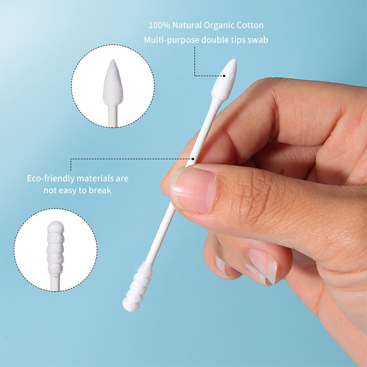 LMLTOP 80pcs cotton bud manufacturers in china ear cleaning stick cotton bud pointed head spiral head 100% cotton swabs SY435