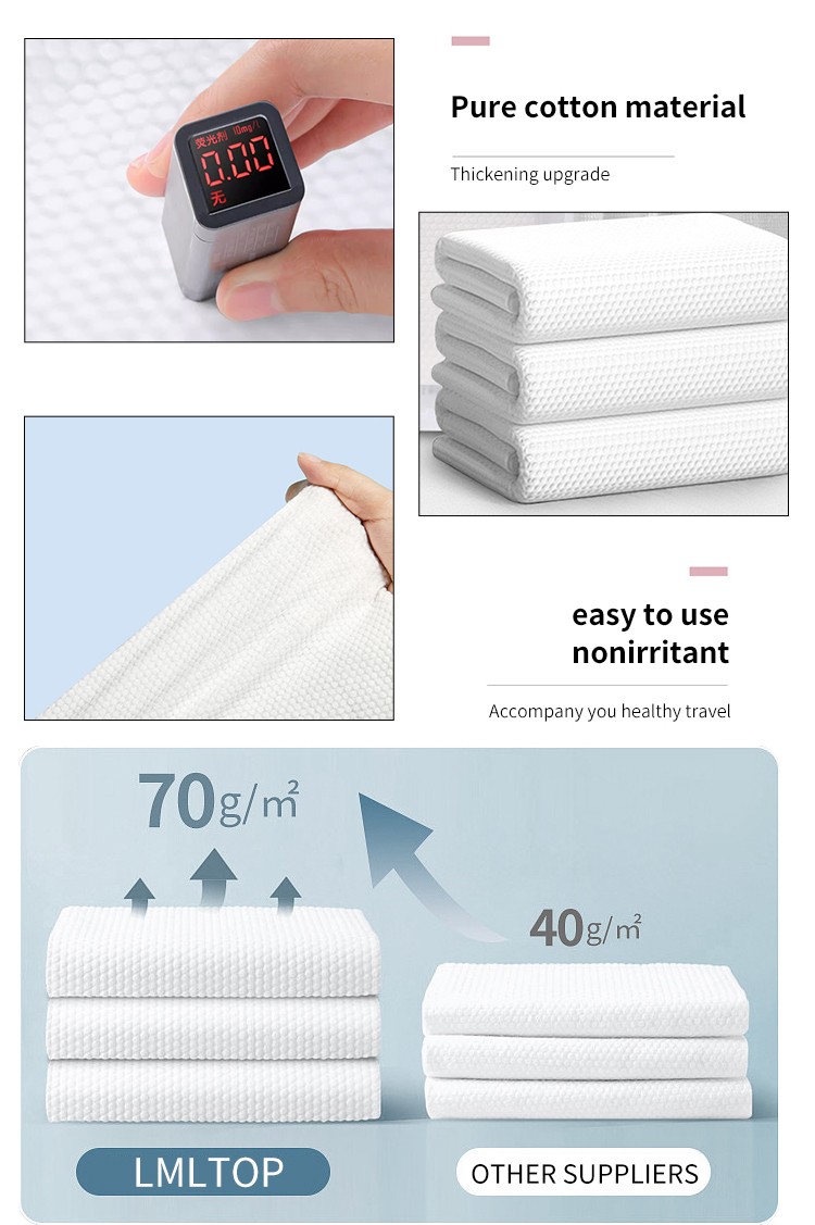 LMLTOP 2pcs Disposable pearl cotton double-sided bath towel soft 100% cotton portable absorbent bath towel  SY425