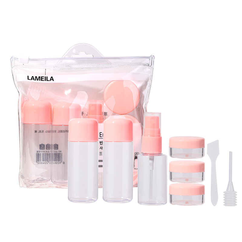 Lameila 8 pcs Travel Kit Bottle Cosmetic Empty Plastic Travel Bottle Containers Cream Toner PET Bottles LA1077