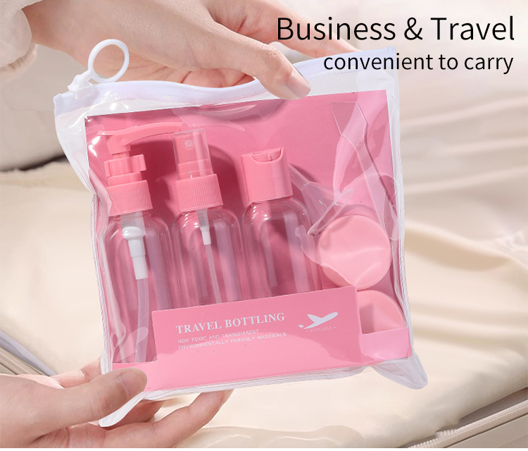 LMLTOP 7pcs travel body care bottle set PET travel separate bottle set with case portable shampoo travel bottle kit SY760