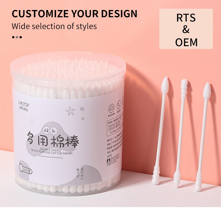 LMLTOP 200pcs Round Spiral Head Cotton Buds Paper Stick Eco Friendly Daily Ear Cleaning Makeup Lip Tint Cotton Swab A672