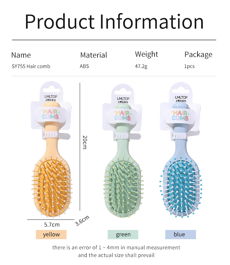 LMLTOP High quality 1pcs wide teeth candy color fragrant air cushion combs hair brush round comb teeth massage comb SY755