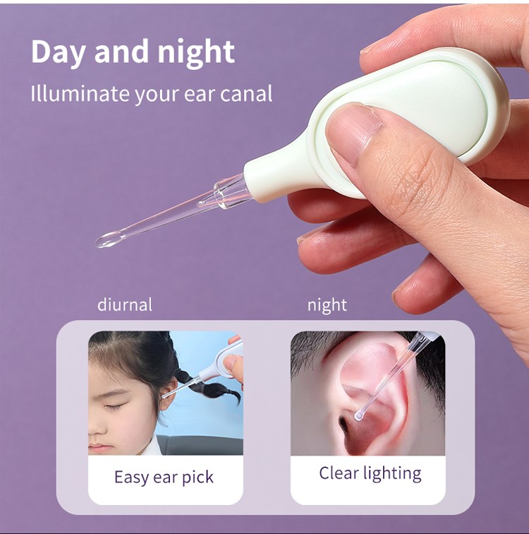 LMLTOP 3 in 1 chinese plastic ear pick cleaning lighted earpick with light sticky ear picking kit hand pick ear wax SY558