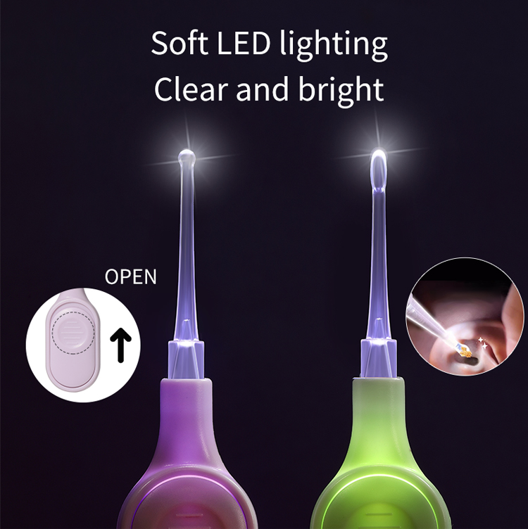 LMLTOP 3 in 1 chinese plastic ear pick cleaning lighted earpick with light sticky ear picking kit hand pick ear wax SY558