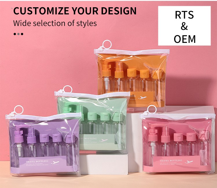 LMLTOP bottle empty refillable liquid cosmetic packaging set body care empty bottles full set spray press empty bottle kit SY762