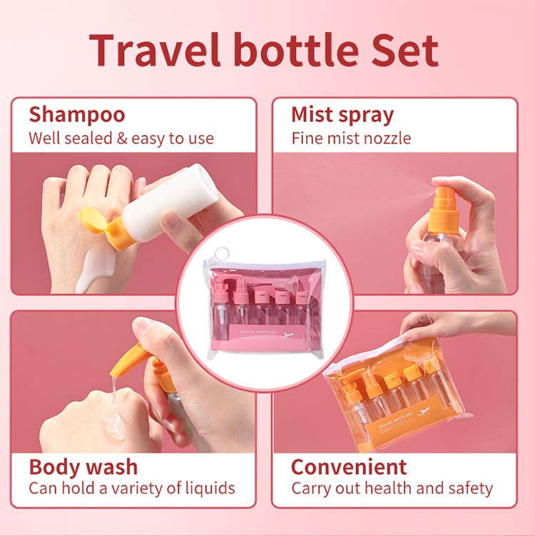 LMLTOP bottle empty refillable liquid cosmetic packaging set body care empty bottles full set spray press empty bottle kit SY762