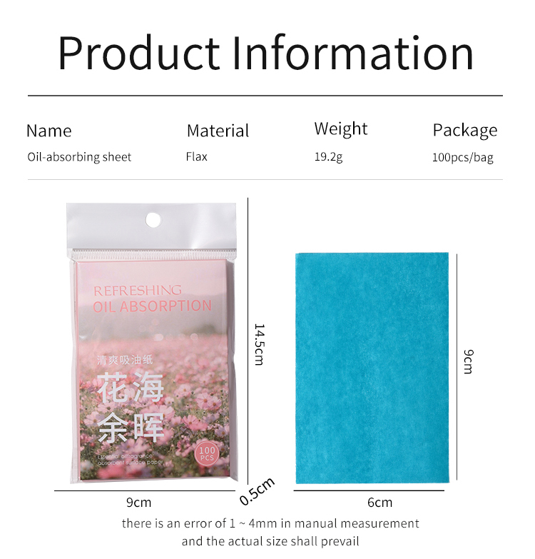 LMLTOP 100pcs Oil Control Blotting Paper With Logo Printed Portable Oil Botting Tissue Facial Oil Absorbing Sheets SY018/019/025