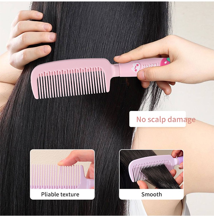 LMLTOP Wholesale cute cartoon strawberry bear hair combs for women accessories soft rubber handle hair comb and brushes SY748