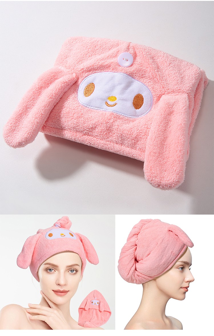LMLTOP hair-drying cap cute cartoon rabbit hair quick drying towel cap women bathroom microfiber bath towel hair dry cap SY805