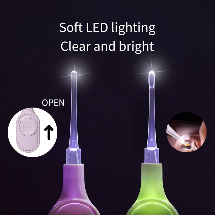 LMLTOP Reusable Ear Wax Removal Cleaner Pick Tools With Led Light For Children Adults SY547 Safety Easy Use Ear Picks With Light